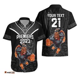 Custom Warriors Permier Hawaiian Shirt The Wahs Mascot with Maori Tattoo