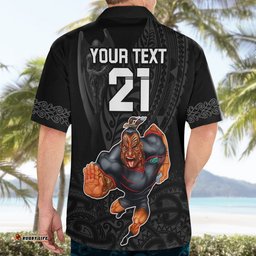 Custom Warriors Permier Hawaiian Shirt The Wahs Mascot with Maori Tattoo