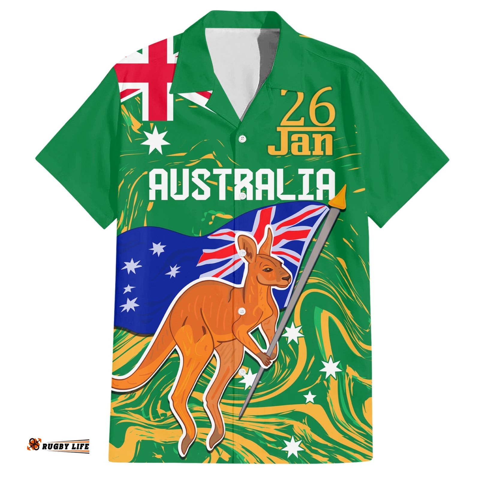 Proud To Be Australia Day Hawaiian Shirt Kangaroo with National Color