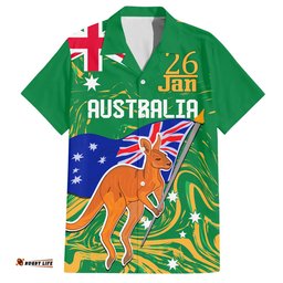 Proud To Be Australia Day Hawaiian Shirt Kangaroo with National Color