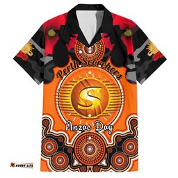 Perth Scorchers ANZAC 2024 Hawaiian Shirt Lest We Forget Poppy Mix Camouflage