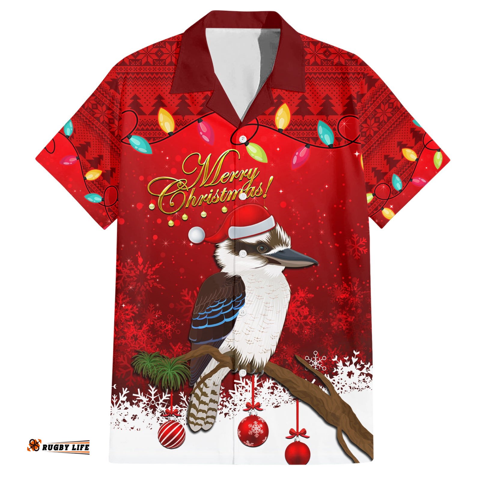 Australia Christmas Hawaiian Shirt Aussie Kookaburra Santa Merry Xmas