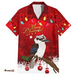 Australia Christmas Hawaiian Shirt Aussie Kookaburra Santa Merry Xmas