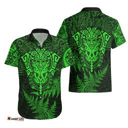 New Zealand Rugby Hawaiian Shirt Silver Fern All Black Mix Ta Moko Green Style