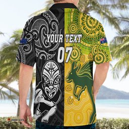 Personalised Australia Rugby Mix New Zealands Rugby Hawaiian Shirt Indigenous HalfHalf Style