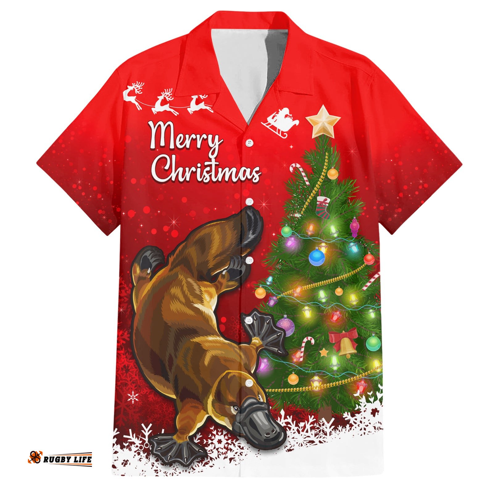 Personalised Australia Christmas Hawaiian Shirt Aussie Platypus Xmas Vibes
