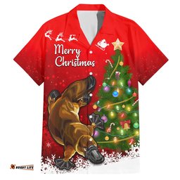 Personalised Australia Christmas Hawaiian Shirt Aussie Platypus Xmas Vibes