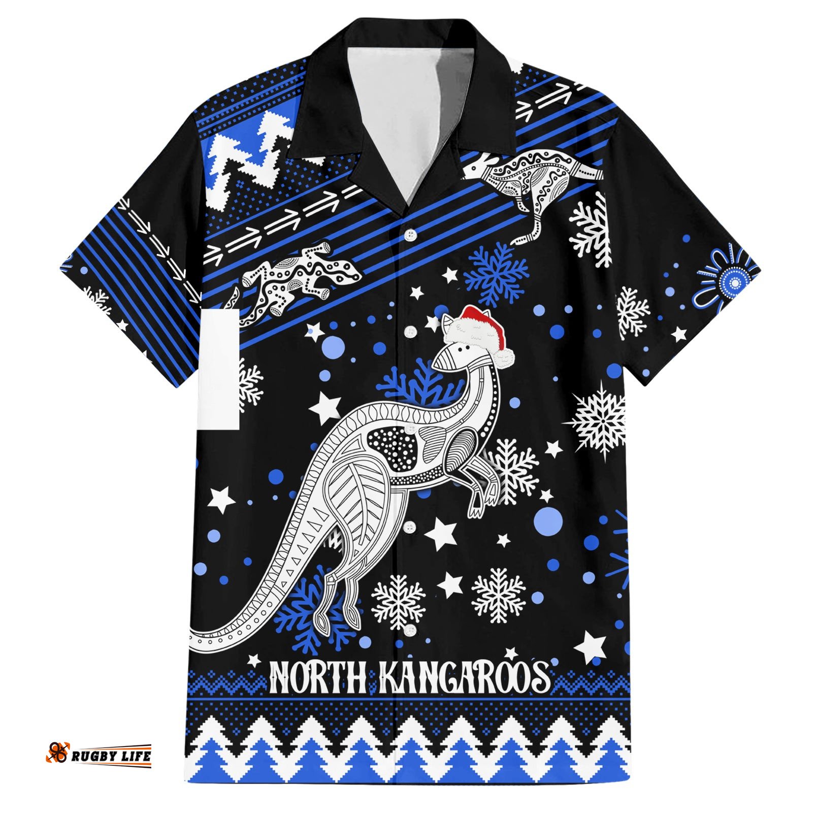 Custom North Kangaroos Football Hawaiian Shirt Roos Christmas Vibe