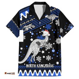 Custom North Kangaroos Football Hawaiian Shirt Roos Christmas Vibe