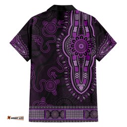 Purple African Dashiki With Australia Aboriginal Art Hawaiian Shirt