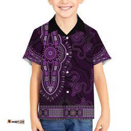 Purple African Dashiki With Australia Aboriginal Art Hawaiian Shirt