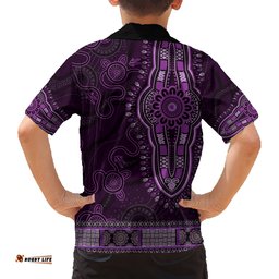 Purple African Dashiki With Australia Aboriginal Art Hawaiian Shirt