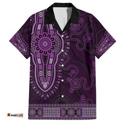 Purple African Dashiki With Australia Aboriginal Art Hawaiian Shirt
