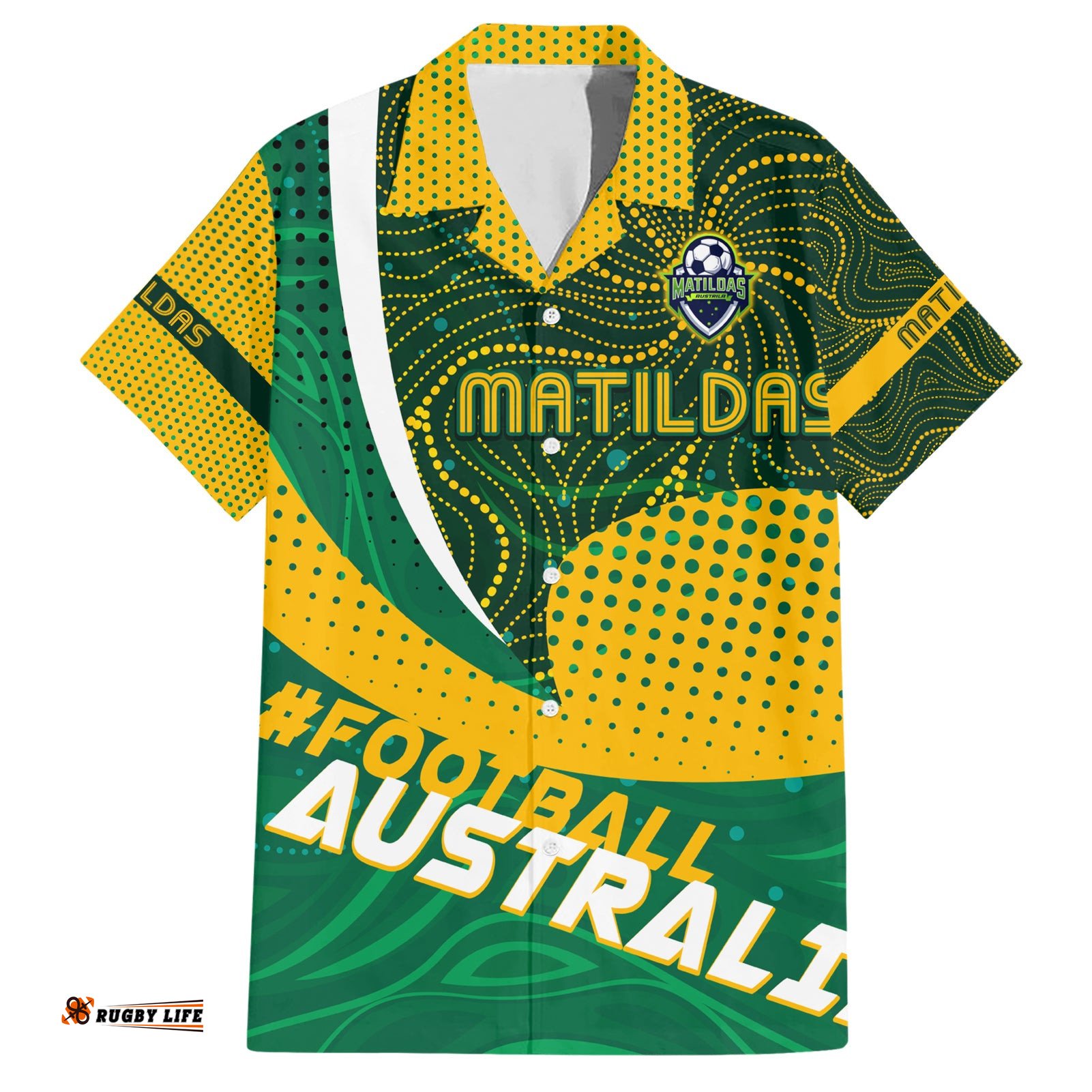 Personalised Matildas Australia Soccer Hawaiian Shirt Aboriginal Dot Painting