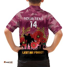 Custom Lions Football ANZAC Hawaiian Shirt Gallipoli Camouflage With Poppies