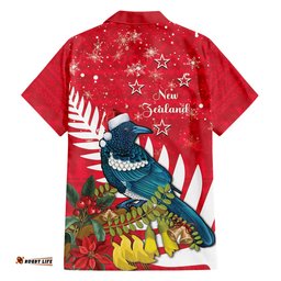 New Zealand Christmas In July Hawaiian Shirt Tui Bird With Kowhai Meri Kirihimete