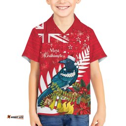 New Zealand Christmas In July Hawaiian Shirt Tui Bird With Kowhai Meri Kirihimete