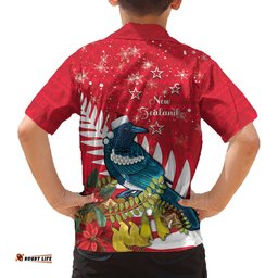 New Zealand Christmas In July Hawaiian Shirt Tui Bird With Kowhai Meri Kirihimete