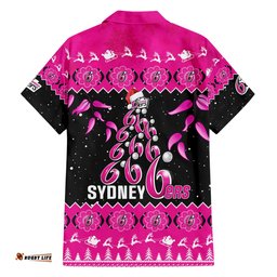 Sydney Sixers Cricket Christmas Hawaiian Shirt Merry Xmas Indigenous Art