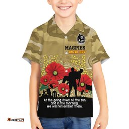 Custom Collingwood Football ANZAC Hawaiian Shirt Gallipoli Camouflage With Poppies