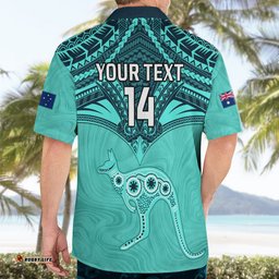 Custom Australia Matildas Hawaiian Shirt Polynesian Mix Turquoise Marble