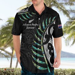 Personalised New Zealand Silver Fern Rugby Hawaiian Shirt Paua Shell With Champions Trophy History NZ Forever