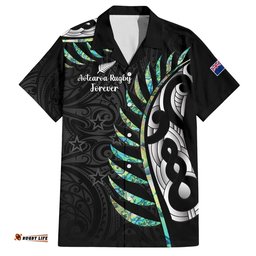 Personalised New Zealand Silver Fern Rugby Hawaiian Shirt Paua Shell With Champions Trophy History NZ Forever