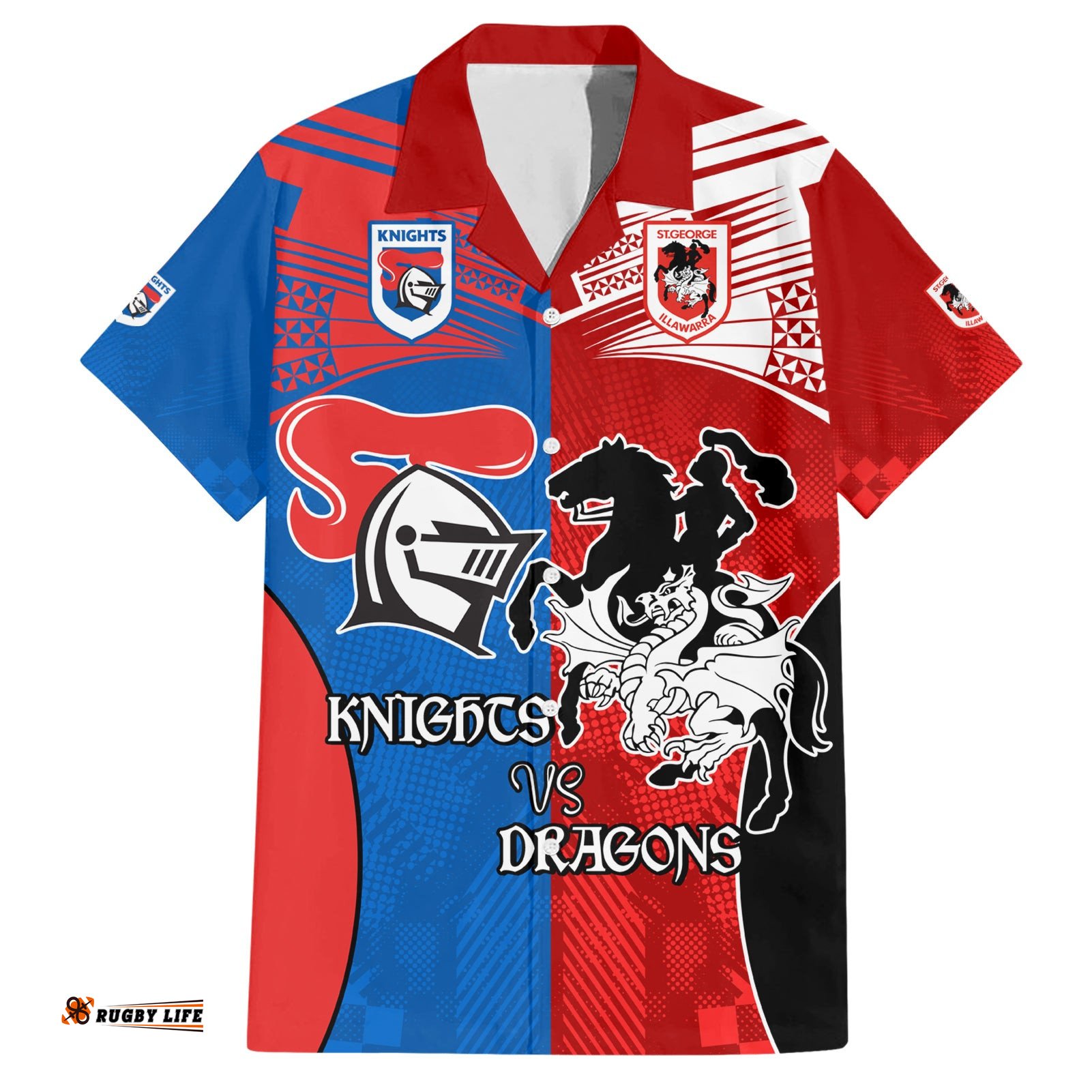 NRL Dragons and Knights Sporty Style Hawaiian Shirt
