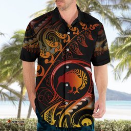 New Zealand Hawaiian Shirt Aotearoa Kiwi Bird Maori Fern Tattoo Arty
