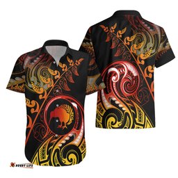 New Zealand Hawaiian Shirt Aotearoa Kiwi Bird Maori Fern Tattoo Arty