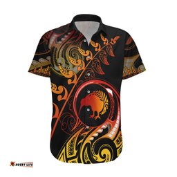 New Zealand Hawaiian Shirt Aotearoa Kiwi Bird Maori Fern Tattoo Arty