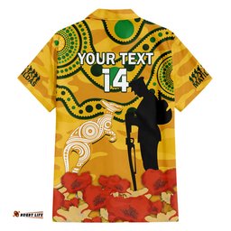 Custom Matildas ANZAC Day Hawaiian Shirt Lest We Forget Poppies Mix Camouflage Gold