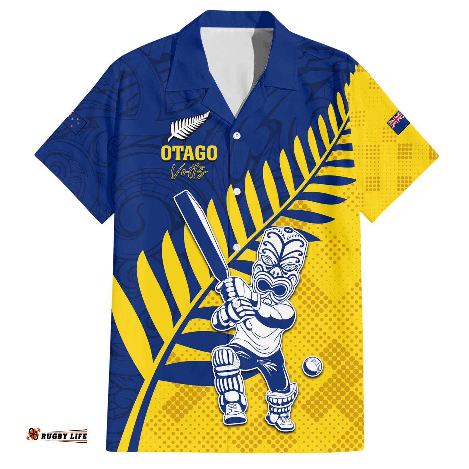 Custom New Zealand Otago Cricket Hawaiian Shirt With Maori Pattern