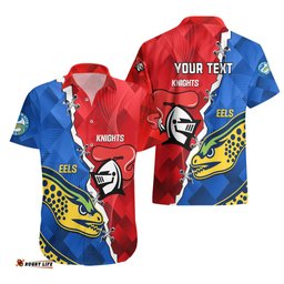 Personalised Eels and Knights Rugby Hawaiian Shirt Sporty Version