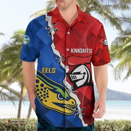 Personalised Eels and Knights Rugby Hawaiian Shirt Sporty Version