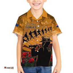 ANZAC Day 2024 Hawaiian Shirt Silver Fern With A Trumpet Soldier