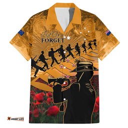 ANZAC Day 2024 Hawaiian Shirt Silver Fern With A Trumpet Soldier