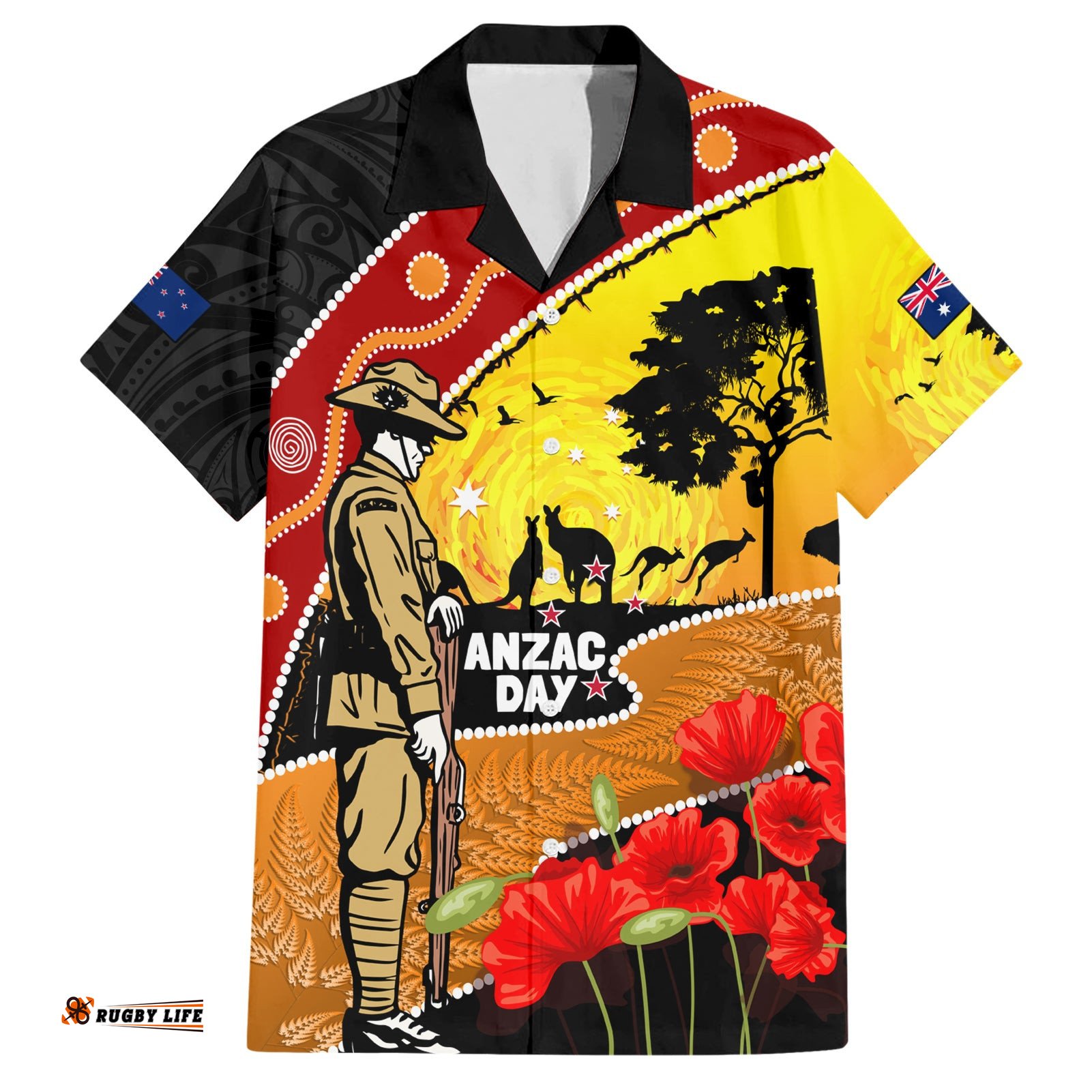 New Zealand And Australia ANZAC Day Hawaiian Shirt Aboriginal Maori Starring Night Style