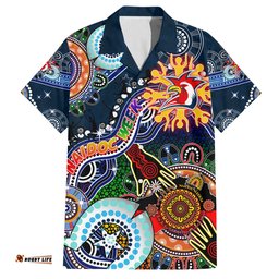 Personalised Roosters NAIDOC Week 2024 Hawaiian Shirt Australia Aboriginal Dot Painting