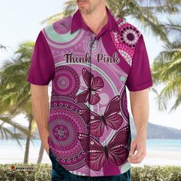 Australia Breast Cancer Hawaiian Shirt Indigenous Butterfly No One Fights Alone