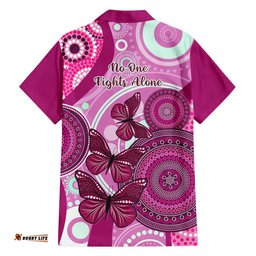 Australia Breast Cancer Hawaiian Shirt Indigenous Butterfly No One Fights Alone
