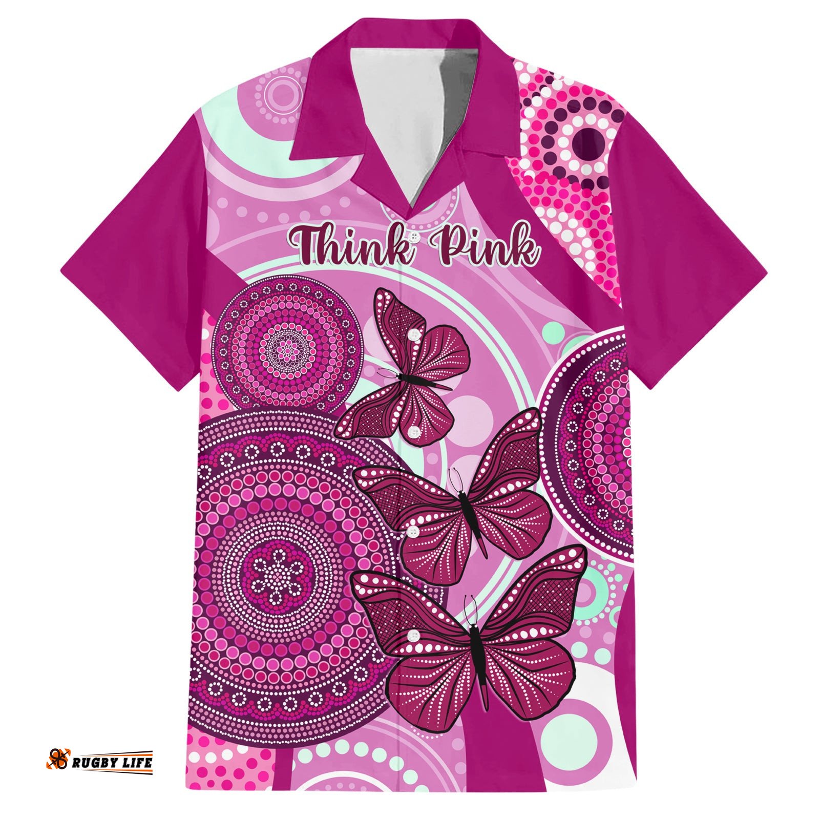 Australia Breast Cancer Hawaiian Shirt Indigenous Butterfly No One Fights Alone
