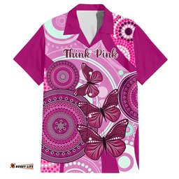 Australia Breast Cancer Hawaiian Shirt Indigenous Butterfly No One Fights Alone