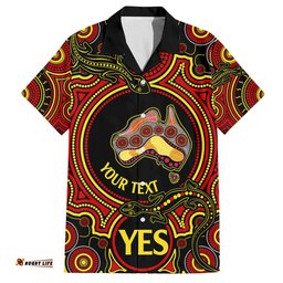 Personalised Australia Vote YES Hawaiian Shirt Indigenous Voice Maps to Parliament Australia