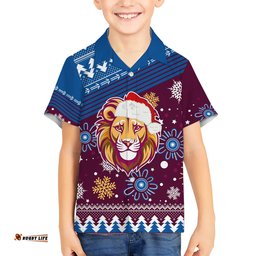 Custom Lions Football Hawaiian Shirt Christmas Vibe