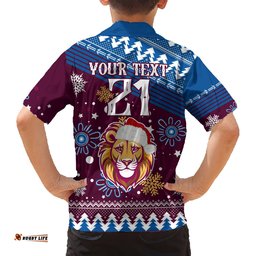 Custom Lions Football Hawaiian Shirt Christmas Vibe