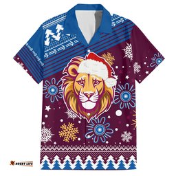 Custom Lions Football Hawaiian Shirt Christmas Vibe