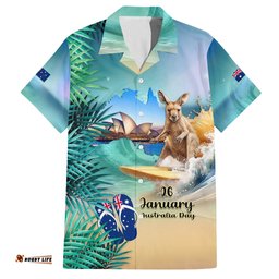 Australia Day 2024 Hawaiian Shirt Kangaroo Go Surfing Aussie Map Tropical Style