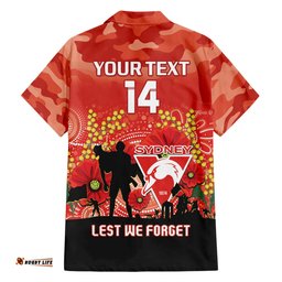 Custom Swans Football ANZAC Hawaiian Shirt Gallipoli Camouflage With Poppies