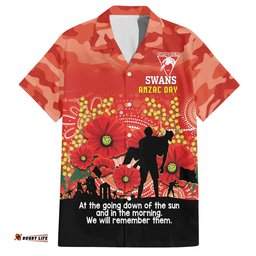 Custom Swans Football ANZAC Hawaiian Shirt Gallipoli Camouflage With Poppies